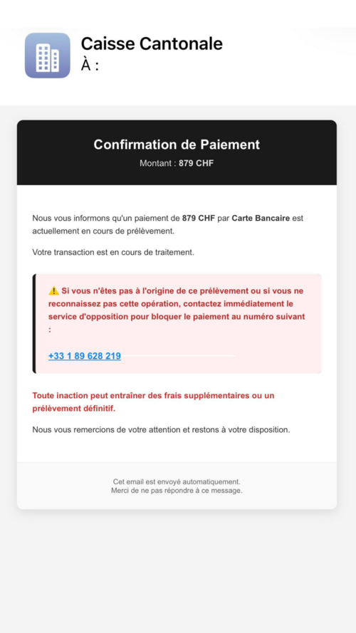 Image mail tentative de phishing 
