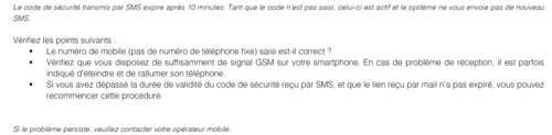 7.	Mon code de confirmation reçu par SMS est expiré, puis-je en créer un nouveau ?